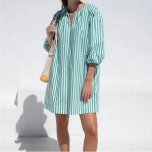 AYR Portofino Dress in Green and White Stripe Small